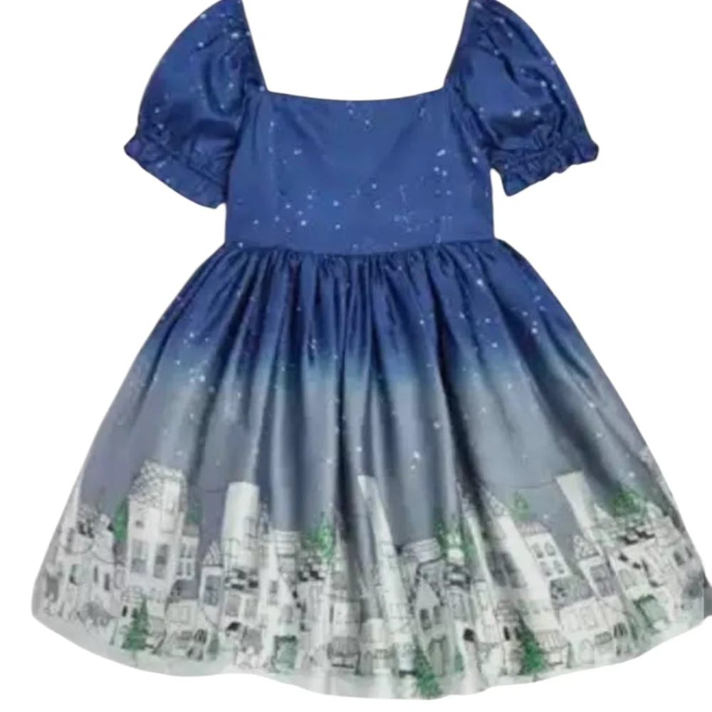 Pippa and Julie  Blue Ombré Holiday Dress 2 Layer Ruffle Crinoline..Size 5